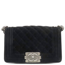 シャネル CHANEL ボーイシャネル  A67085 ブラック ベロア レザー ショルダーバッグ シルバー金具 黒 ミニ チェーンショルダー