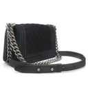 シャネル CHANEL ボーイシャネル  A67085 ブラック ベロア レザー ショルダーバッグ シルバー金具 黒 ミニ チェーンショルダー