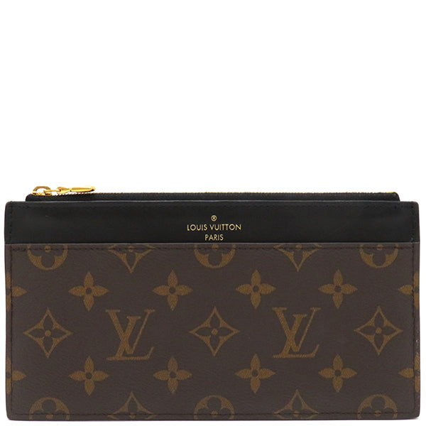 ルイヴィトン LOUIS VUITTON スリム パース M80348 モノグラム×ブラック モノグラムキャンバス レザー 長財布 ゴールド金具 茶 黒 バッグインバッグ カード入れ コインケース 小銭入れ