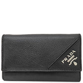 プラダ PRADA ロゴ メタル 6連 2M0025 NERO レザー キーケース シルバー金具 鍵入れ 黒