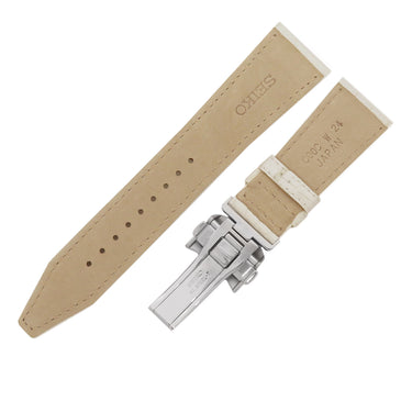 グランドセイコー Grand Seiko パールホワイト クロコダイル 腕時計パーツ 未使用 純正 替え クロコ ベルト バンド ストラップ 24ｍｍ パールホワイト 白 バックル付き