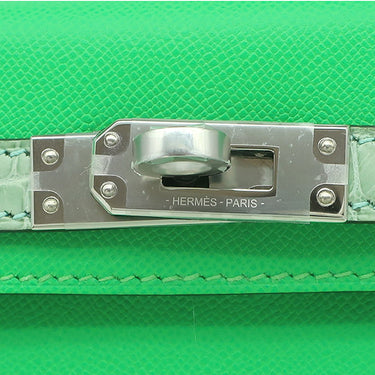 エルメス HERMES ミニケリードゥ タッチ ヴェールコミック×ヴェールドー アリゲーター ヴォーマダム 2WAYバッグ シルバー金具 緑 クロコ
