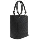 シャネル CHANEL カンボンライン A25167 ブラック×ホワイト レザー トートバッグ シルバー金具 黒 ピンク キルティング ココマーク