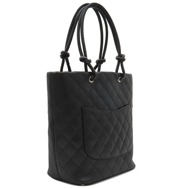 シャネル CHANEL カンボンライン A25167 ブラック×ホワイト レザー トートバッグ シルバー金具 黒 ピンク キルティング ココマーク