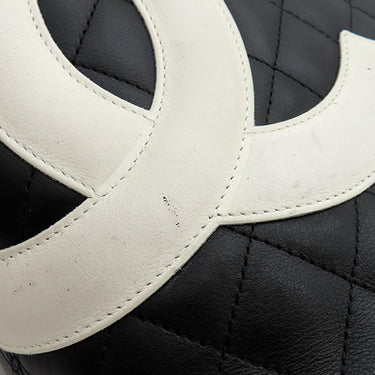 シャネル CHANEL カンボンライン A25167 ブラック×ホワイト レザー トートバッグ シルバー金具 黒 ピンク キルティング ココマーク