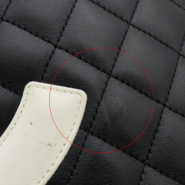 シャネル CHANEL カンボンライン A25167 ブラック×ホワイト レザー トートバッグ シルバー金具 黒 ピンク キルティング ココマーク