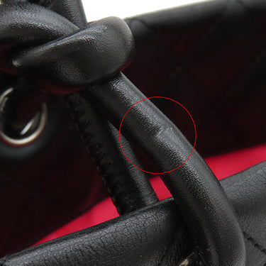 シャネル CHANEL カンボンライン A25167 ブラック×ホワイト レザー トートバッグ シルバー金具 黒 ピンク キルティング ココマーク