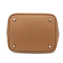 エルメス HERMES ピコタンロックMM ゴールド トリヨンクレマンス ハンドバッグ シルバー金具 茶 鍵欠品