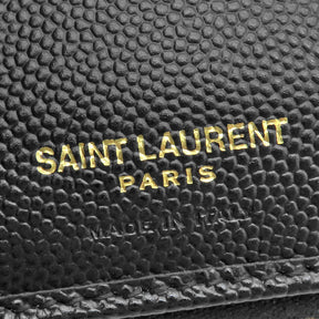 サンローラン SAINT LAURENT モノグラム コンパクト ジップアラウンド ウォレット 668288 ブラック レザー 二つ折り財布 ゴールド金具 黒 YSL Vステッチ