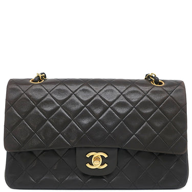 シャネル CHANEL マトラッセ 25 フラップバッグ A01112 ブラック ラムスキン ショルダーバッグ ゴールド金具 黒 ダブルフラップ ダブルチェーン