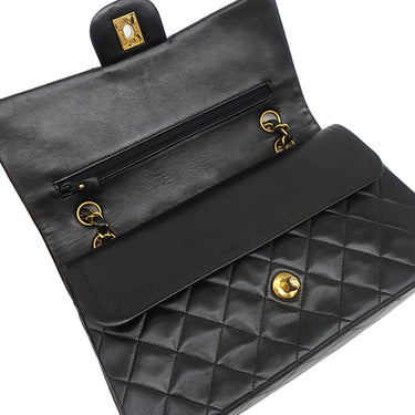 シャネル CHANEL マトラッセ 25 フラップバッグ A01112 ブラック ラムスキン ショルダーバッグ ゴールド金具 黒 ダブルフラップ ダブルチェーン