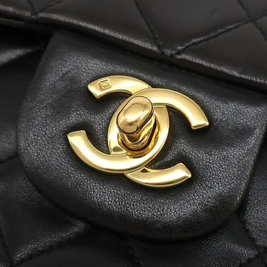 シャネル CHANEL マトラッセ 25 フラップバッグ A01112 ブラック ラムスキン ショルダーバッグ ゴールド金具 黒 ダブルフラップ ダブルチェーン
