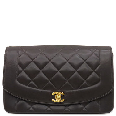 シャネル CHANEL ダイアナ 25 ブラック ラムスキン ショルダーバッグ ゴールド金具 黒 チェーンショルダー 肩掛け ヴィンテージ