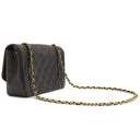 シャネル CHANEL ダイアナ 25 ブラック ラムスキン ショルダーバッグ ゴールド金具 黒 チェーンショルダー 肩掛け ヴィンテージ