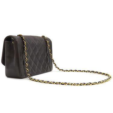 シャネル CHANEL ダイアナ 25 ブラック ラムスキン ショルダーバッグ ゴールド金具 黒 チェーンショルダー 肩掛け ヴィンテージ