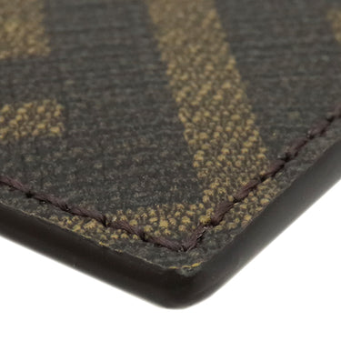 フェンディ FENDI カードホルダー 7M0335 ブラウン×イエロー レザー カードケース シルバー金具 茶 黄色 ズッカ柄 ネックストラップ付