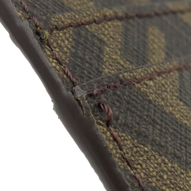 フェンディ FENDI カードホルダー 7M0335 ブラウン×イエロー レザー カードケース シルバー金具 茶 黄色 ズッカ柄 ネックストラップ付