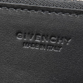 ジバンシイ GIVENCHY 刺繍ロゴ入り ロングウォレット ブラック レザー 長財布 シルバー金具 黒 ラウンドファスナー