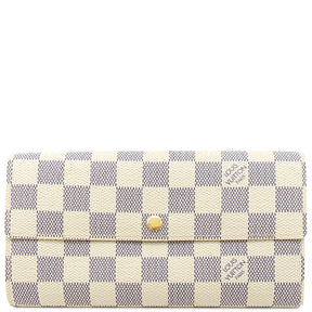 ルイヴィトン LOUIS VUITTON ポルトフォイユ サラ N61735 ダミエアズール ダミエアズールキャンバス 長財布 ゴールド金具 白