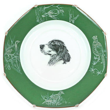エルメス HERMES シャス 犬 プレート 6枚セット ホワイト×グリーン 磁器 食器 緑 八角皿 6枚セット