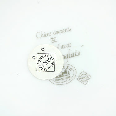 エルメス HERMES シャス 犬 プレート 6枚セット ホワイト×グリーン 磁器 食器 緑 八角皿 6枚セット