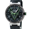 腕時計 ルイヴィトン LOUIS VUITTON タンブール オトマティック ダミエグラフィット レース QA131Z 自動巻き メンズ ブラック 緑 Vロゴ