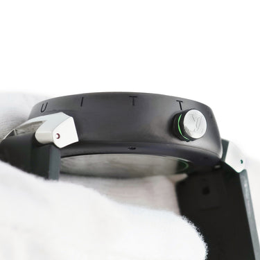 腕時計 ルイヴィトン LOUIS VUITTON タンブール オトマティック ダミエグラフィット レース QA131Z 自動巻き メンズ ブラック 緑 Vロゴ