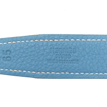 エルメス HERMES コンスタンスH ＃65 ブルージーン トゴ レザー #65 ベルト シルバー金具 Hバックル 青 グレー