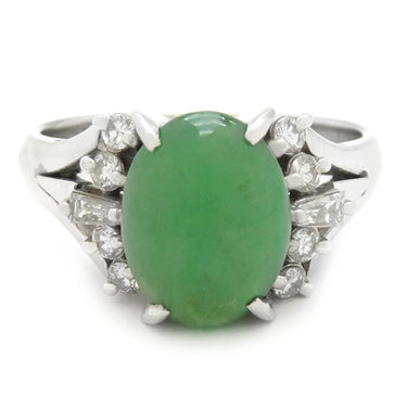 ノンブランド NON BRAND ヒスイ ダイヤリング プラチナシルバー Pt900 ヒスイ ダイヤモンド リング 指輪 翡翠 Pm900 10号