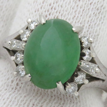 ノンブランド NON BRAND ヒスイ ダイヤリング プラチナシルバー Pt900 ヒスイ ダイヤモンド リング 指輪 翡翠 Pm900 10号