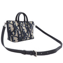 クリスチャン・ディオール Christian Dior ウィークエンダー PM ネイビー キャンバス レザー 2WAYバッグ シルバー金具 紺 ハンドバッグ ショルダーバッグ