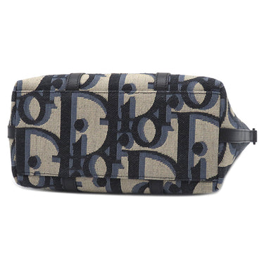 クリスチャン・ディオール Christian Dior ウィークエンダー PM ネイビー キャンバス レザー 2WAYバッグ シルバー金具 紺 ハンドバッグ ショルダーバッグ