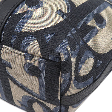 クリスチャン・ディオール Christian Dior ウィークエンダー PM ネイビー キャンバス レザー 2WAYバッグ シルバー金具 紺 ハンドバッグ ショルダーバッグ