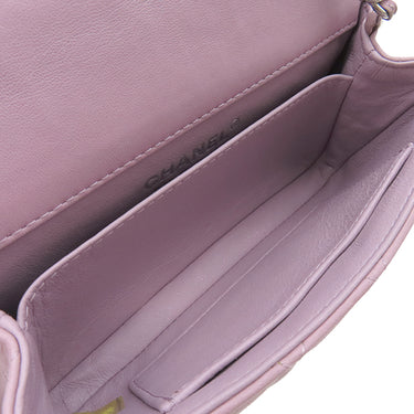 シャネル CHANEL ミニマトラッセ 17 チェーンショルダー パープル レザー ショルダーバッグ シルバー金具 薄紫