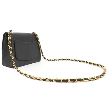 シャネル CHANEL ココマーク チェーンショルダー A01115 ブラック リザード ショルダーバッグ ゴールド金具 黒