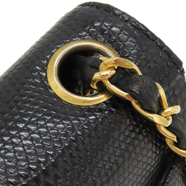 シャネル CHANEL ココマーク チェーンショルダー A01115 ブラック リザード ショルダーバッグ ゴールド金具 黒