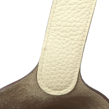 エルメス HERMES ピコタンロックMM カザック ゴールド×エトゥープ×ナタ トリヨンクレマンス ハンドバッグ シルバー金具 茶 グレージュ オフホワイト