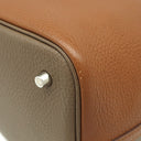 エルメス HERMES ピコタンロックMM カザック ゴールド×エトゥープ×ナタ トリヨンクレマンス ハンドバッグ シルバー金具 茶 グレージュ オフホワイト