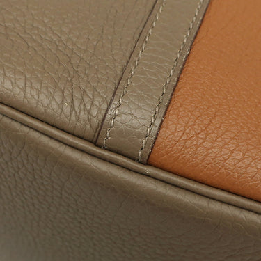 エルメス HERMES ピコタンロックMM カザック ゴールド×エトゥープ×ナタ トリヨンクレマンス ハンドバッグ シルバー金具 茶 グレージュ オフホワイト