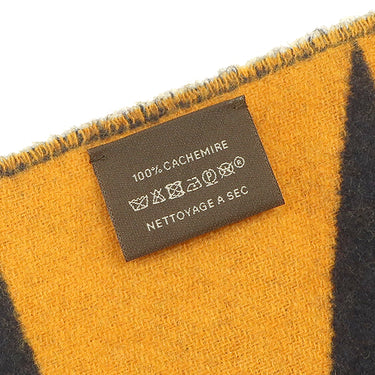 エルメス HERMES CASAQUE OPTIQUE ネイビー×イエロー カシミヤ マフラー 紺 黄色 バイカラー カザック オプティック