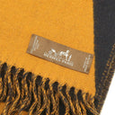 エルメス HERMES CASAQUE OPTIQUE ネイビー×イエロー カシミヤ マフラー 紺 黄色 バイカラー カザック オプティック