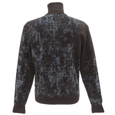 エルメス HERMES カモフラ柄ニット ブラウン×ブルー ウール ナイロン レーヨン 14036 セーター 茶 長袖 ハイネック タートルネック