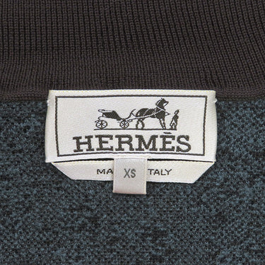 エルメス HERMES カモフラ柄ニット ブラウン×ブルー ウール ナイロン レーヨン 14036 セーター 茶 長袖 ハイネック タートルネック
