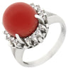 ノンブランド NON BRAND 珊瑚 ダイヤリング プラチナシルバー Pt900 珊瑚 ダイヤモンド リング 指輪 赤 サンゴ 8号