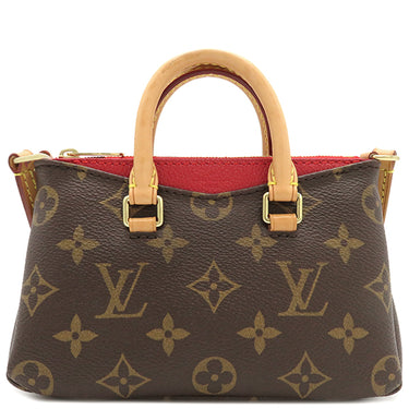 ルイヴィトン LOUIS VUITTON ナノ パラス M61254 スリーズ モノグラムキャンバス ショルダーバッグ ゴールド金具 赤 茶 斜め掛け