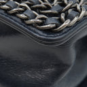 シャネル CHANEL ボーイシャネル ネイビー レザー ショルダーバッグ ガンメタル金具 紺 チェーン