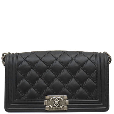 シャネル CHANEL ボーイシャネル ワイルドステッチ チェーンショルダー A67086  ブラック レザー ショルダーバッグ ヴィンテージ金具 黒 リカラー有
