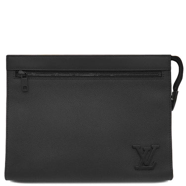 ルイヴィトン LOUIS VUITTON メッセンジャー ヴォワヤージュ M59329 ノワール グレインレザー ショルダーバッグ ブラック金具 黒 LVアエログラム