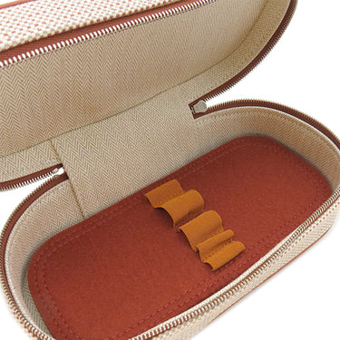 エルメス HERMES エスカル コニャック コットン レザー ポーチ シルバー金具 茶 バス用ポーチ コスメポーチ