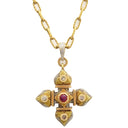 カッツァニーガ CAZZANIGA ルビー クロス ペンダント イエローゴールドXホワイトゴールド K18YG K18WG ルビー ダイヤモンド ネックレス 十字架モチーフ